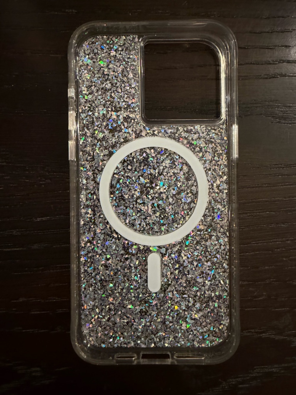 Case-Mate Clear Silver Holographic Glitter MagSafe Phone Case